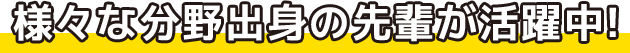 様々な分野出身の先輩が活躍中!